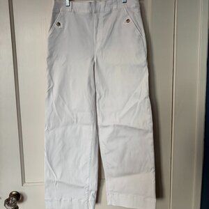 Spanx Stretch White Twill Cropped SPANXshape Wide Leg Pants Size M